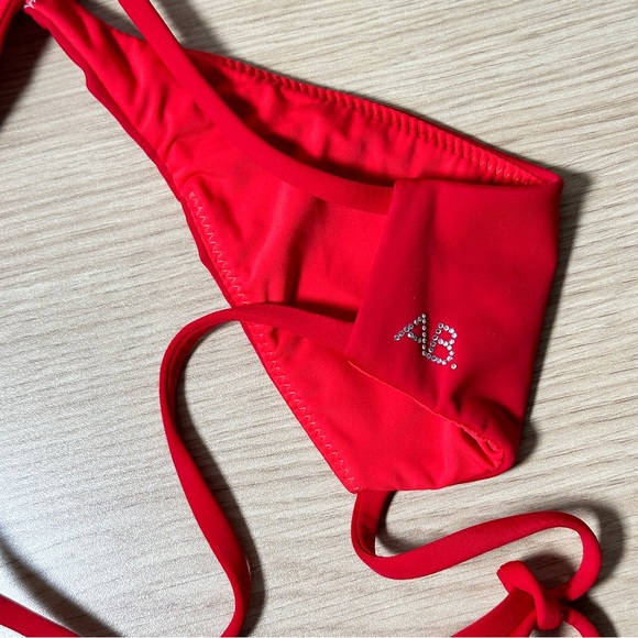 *NWOT Angelys Balek Cross Neck Wrap Front Bikini & String Brief in salsa - Picture 10 of 14